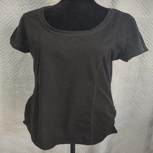 Athletic Works Womens Short Sleeve Ruched Side Tee Black Large NWOT NEW